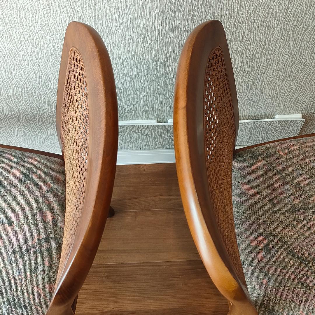 カリモク　ダイニングチェア　ラタンバック　2脚セット