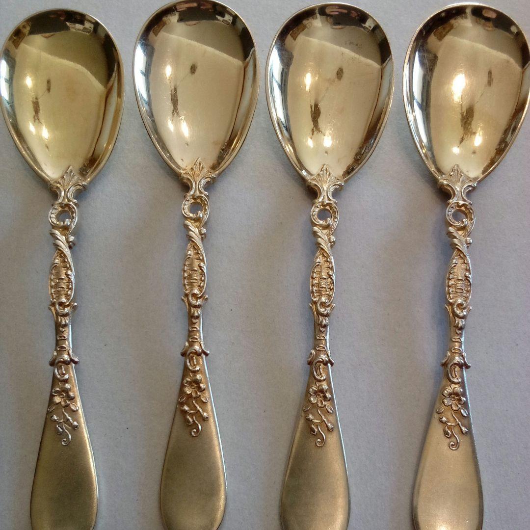 ドイツ シルバーデザートスプーン ４本組 アンティーク