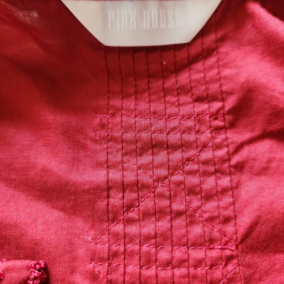 PINK HOUSE 赤 フリル 半袖トップス