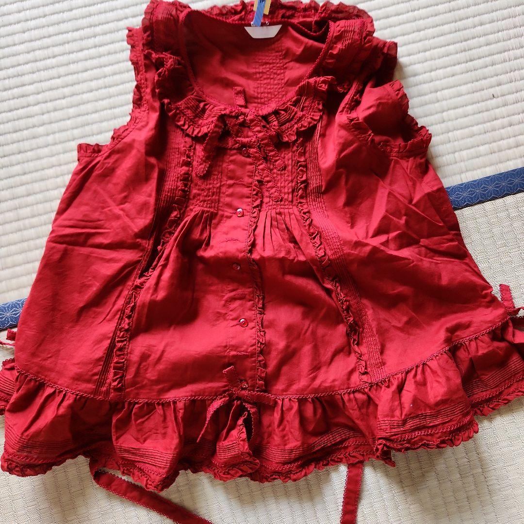 PINK HOUSE 赤 フリル 半袖トップス