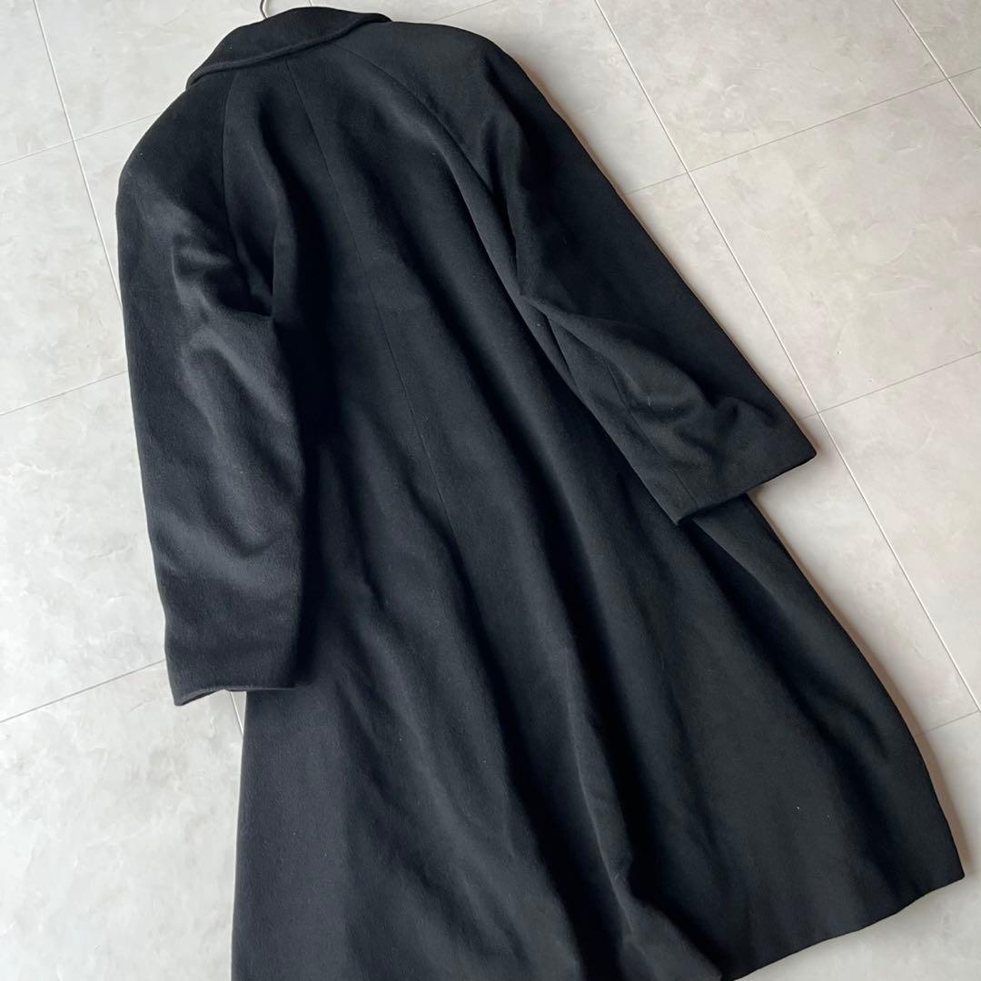 美品✨ 最高級カシミヤ100% ロングコート 上質ブラック 黒 9号　M