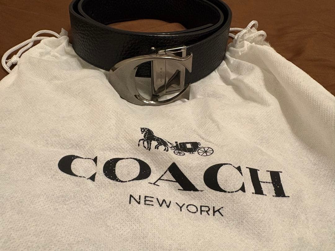 【Mt_9 】とじCOACH　コーチ　Cバックル　レザー　黒　ベルト