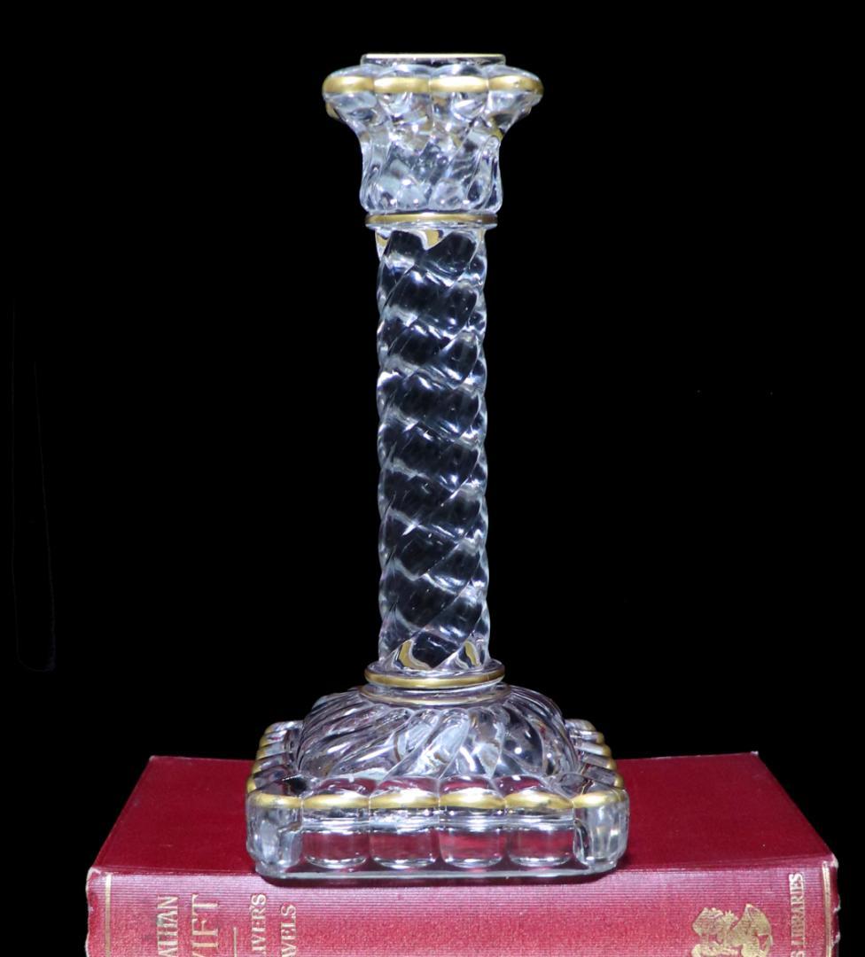 オールド・バカラ レア型 刻印有 金縁 大型 キャンドルホルダー 蝋燭立て