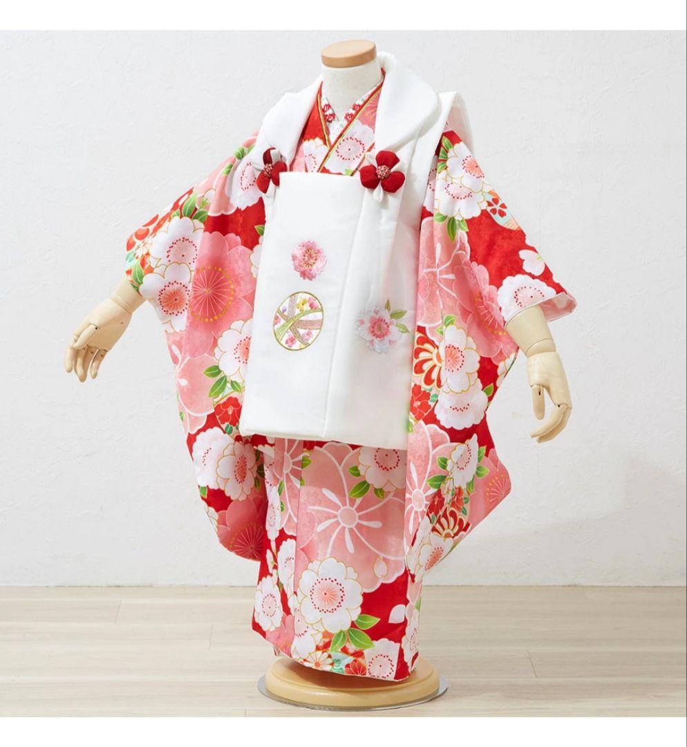 七五三 着物セット 花柄 赤 ピンク