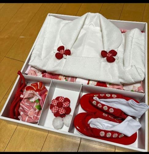 七五三 着物セット 花柄 赤 ピンク