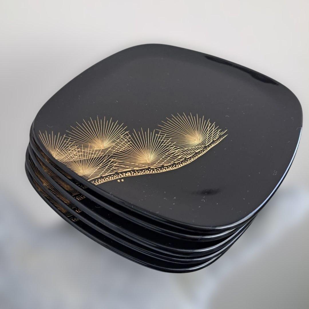 【輪島塗　老舗大雅堂　おもてなし揃】布着本堅地　枝松沈金　鏡面　黒塗　長期保管品