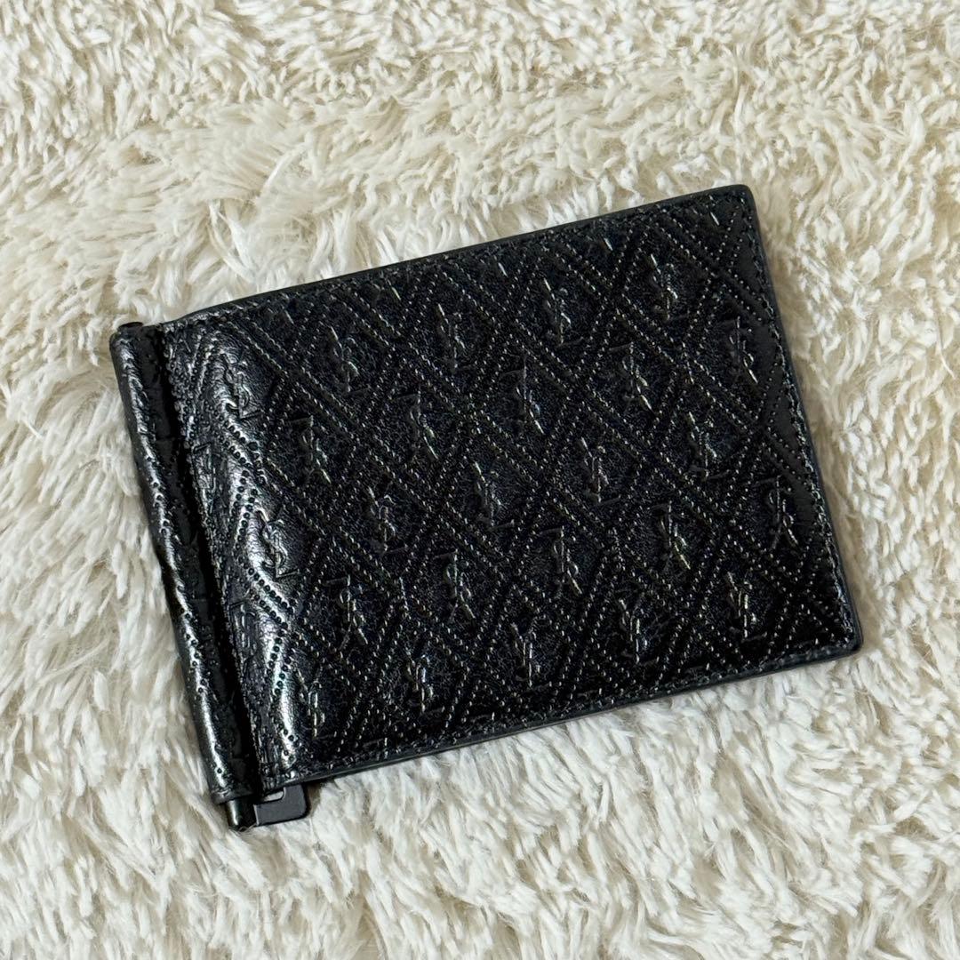 ⭐️Take様⭐️　サンローラン　YSL　総柄　マネークリップ　ブラック　レザー
