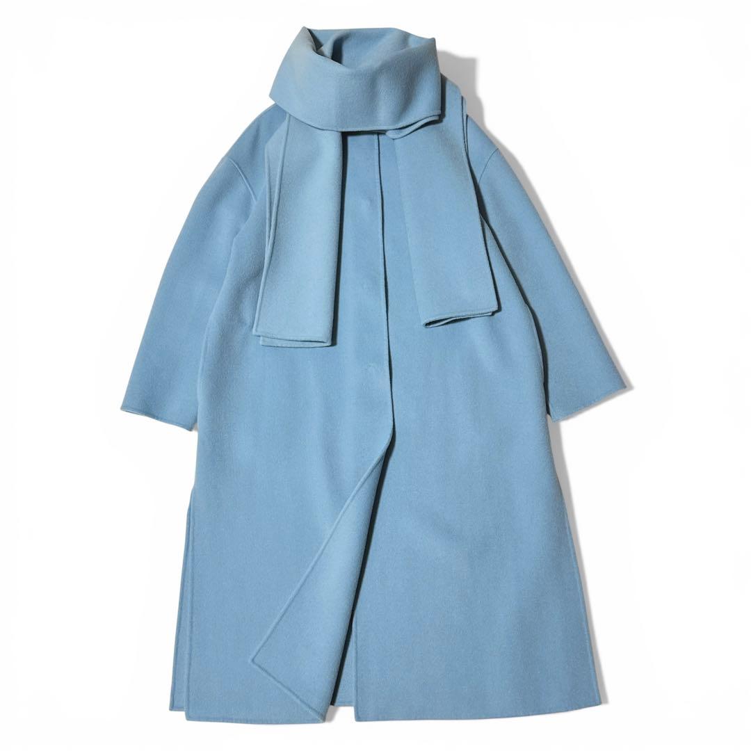 極美品✨️定価7.5万　ルフィル　ストール付きソフトウールリバーノーカラーコート﻿