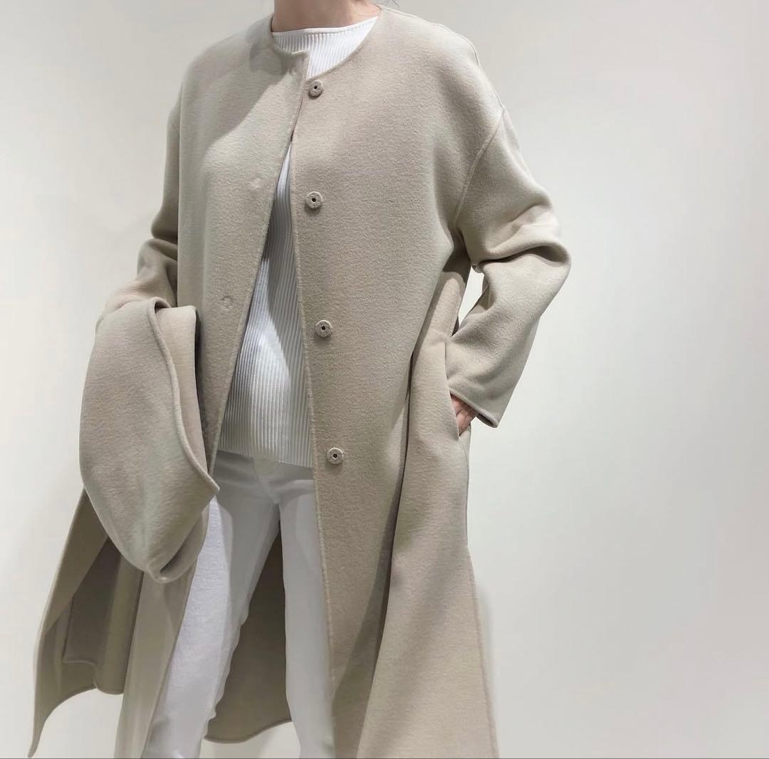 極美品✨️定価7.5万　ルフィル　ストール付きソフトウールリバーノーカラーコート﻿