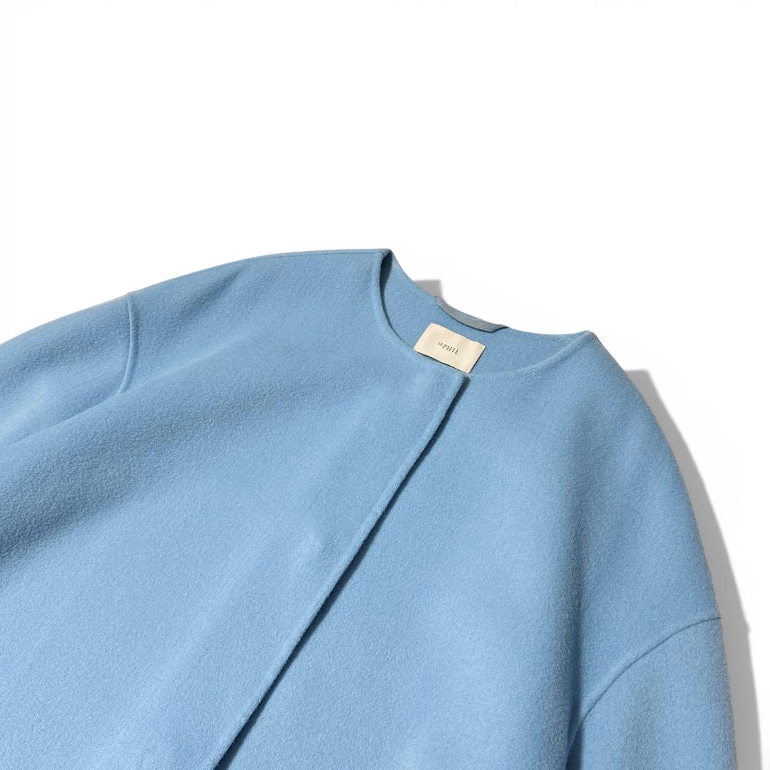 極美品✨️定価7.5万　ルフィル　ストール付きソフトウールリバーノーカラーコート﻿