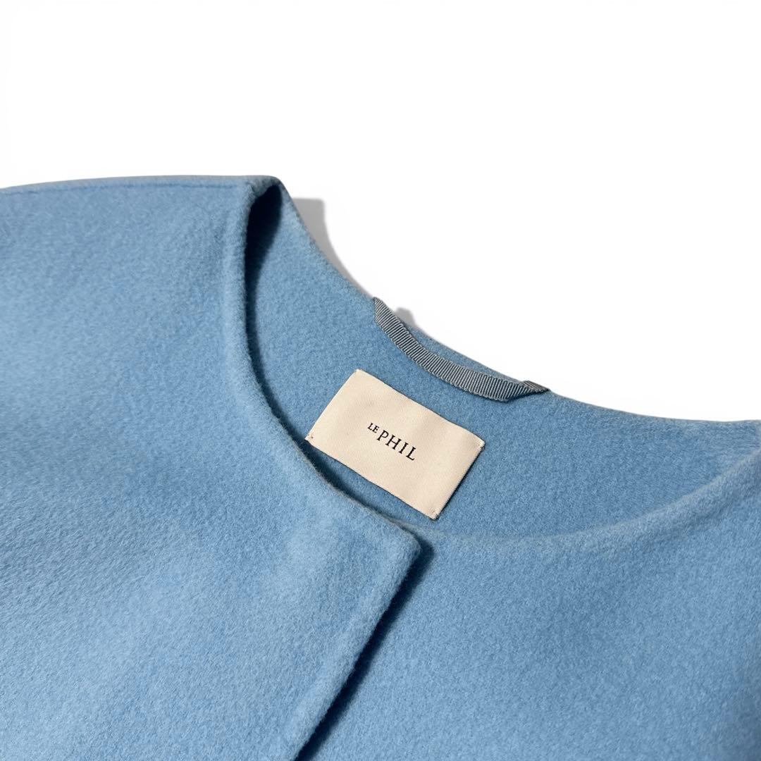 極美品✨️定価7.5万　ルフィル　ストール付きソフトウールリバーノーカラーコート﻿