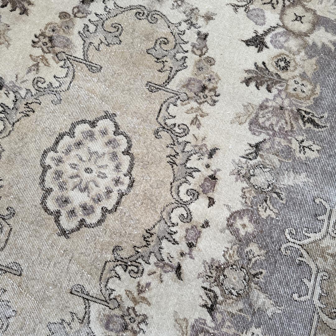 トルコ ヴィンテージラグ A118 超大判 定番 レア ベージュ カーキ グレー