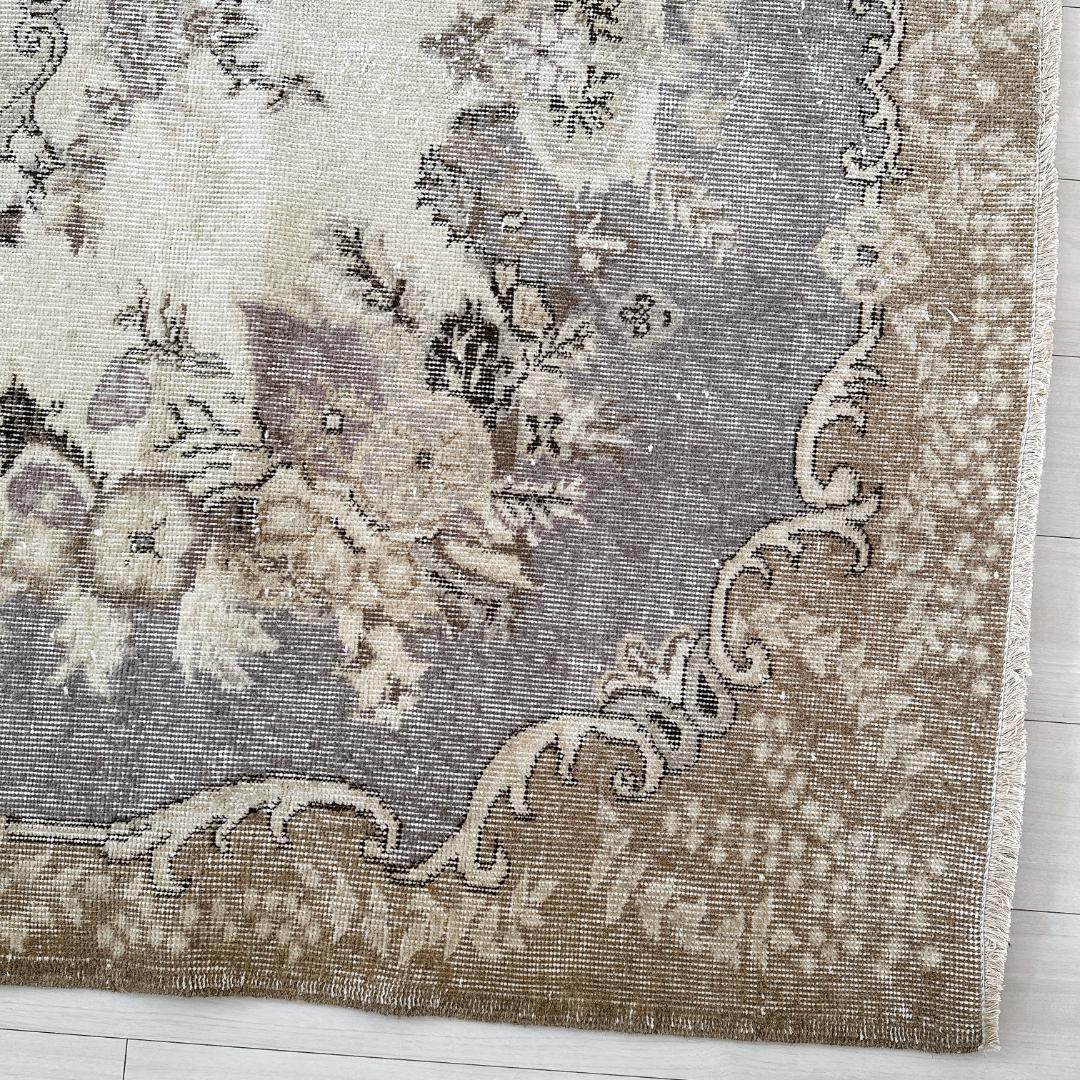 トルコ ヴィンテージラグ A118 超大判 定番 レア ベージュ カーキ グレー