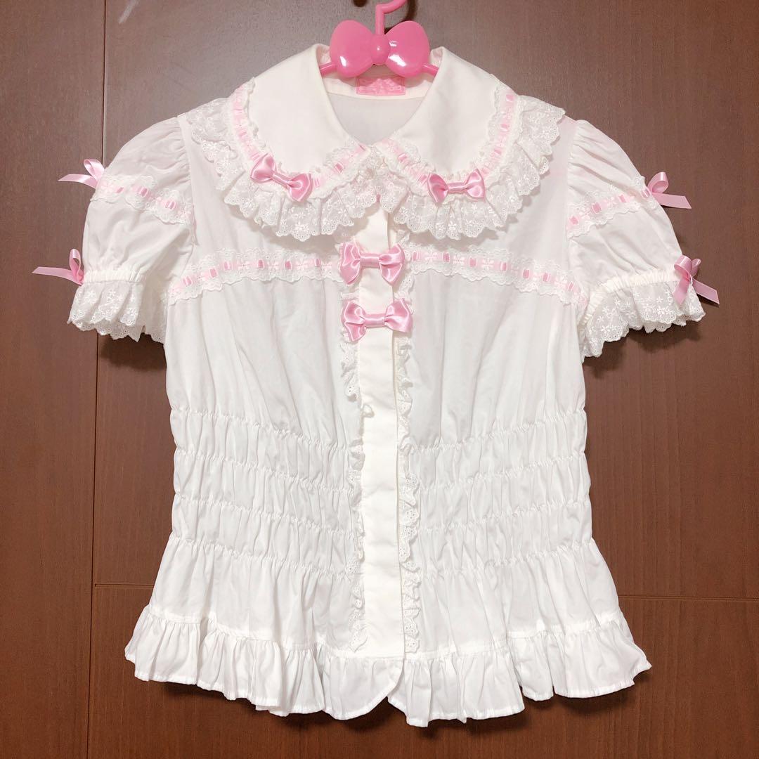 Angelic Pretty♡半袖ブラウス♡白×ピンクリボン
