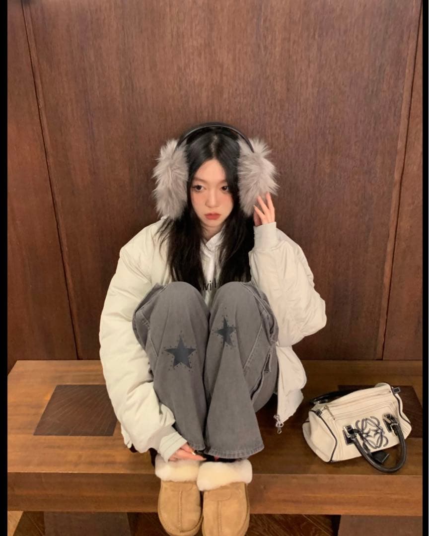 即購可　完売FUZZYKON 灰色　y2kファーイヤーマフ　耳当て