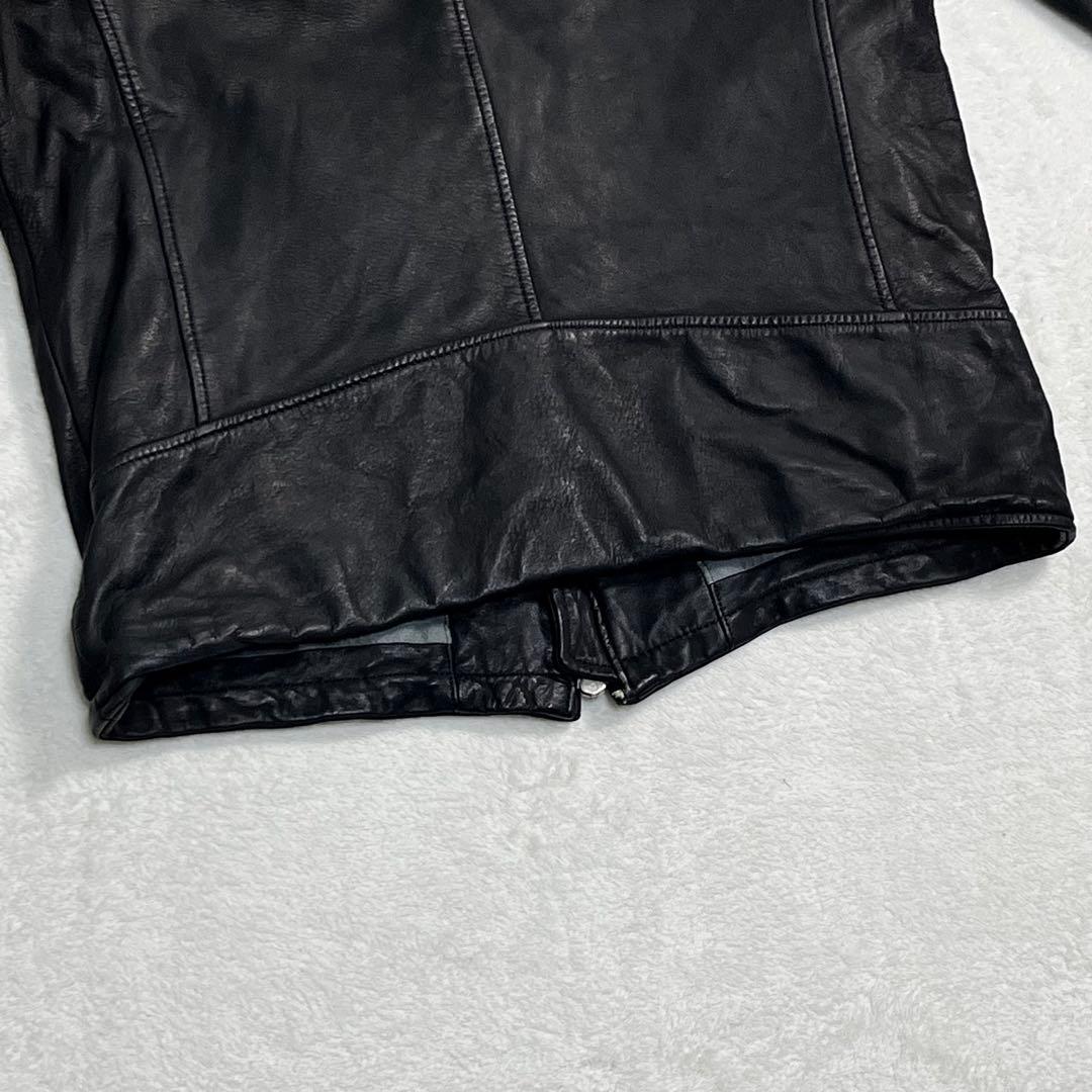 『アボンタージ』レザージャケット ノーカラー ダブルジップアップ ブラック