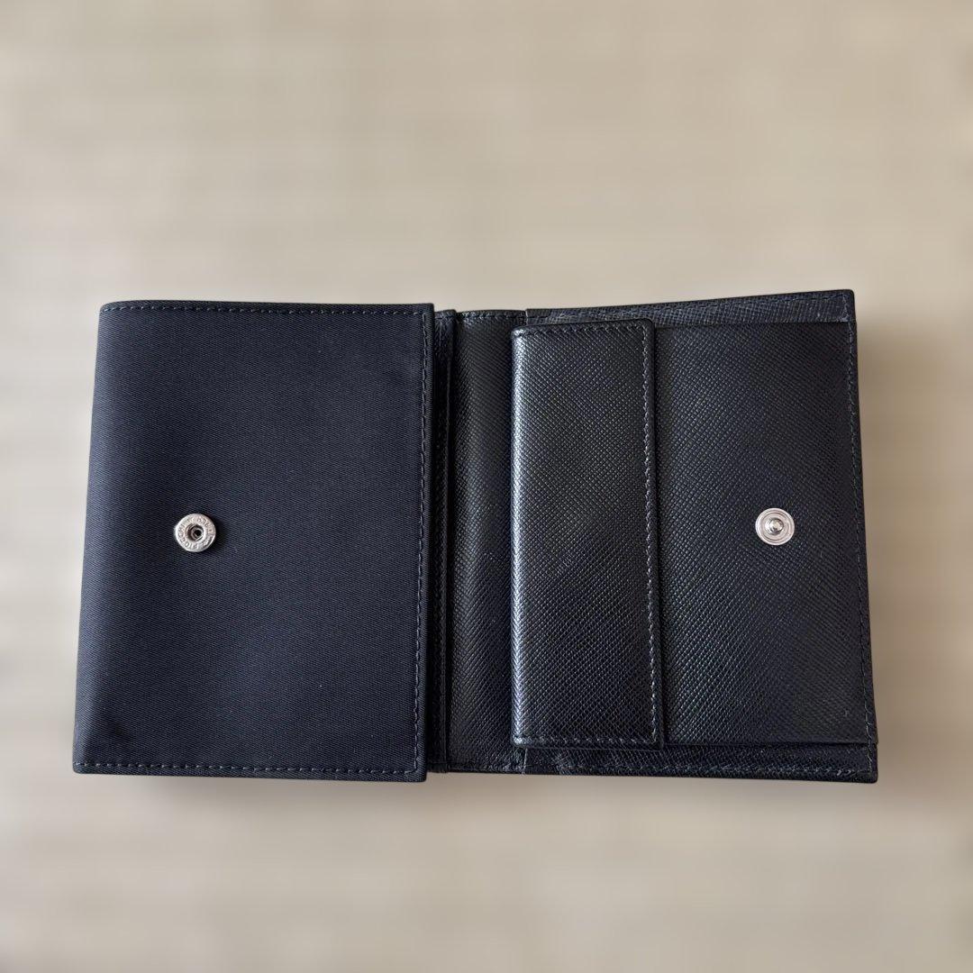 PRADA プラダ 黒 ナイロン/レザー 三つ折り財布 ギャランティカード付き