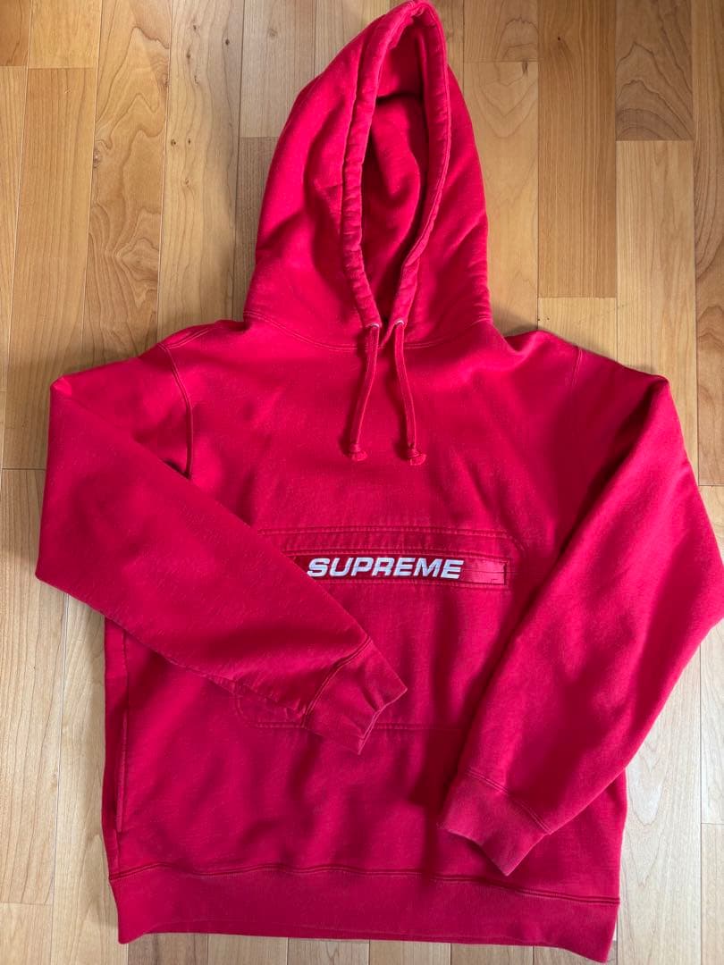 SUPREME レッド パーカー フリース素材