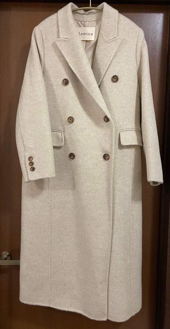 ベージュ　ウール　アルパカ　レディース　ロング　コート　ほぼ　新品
