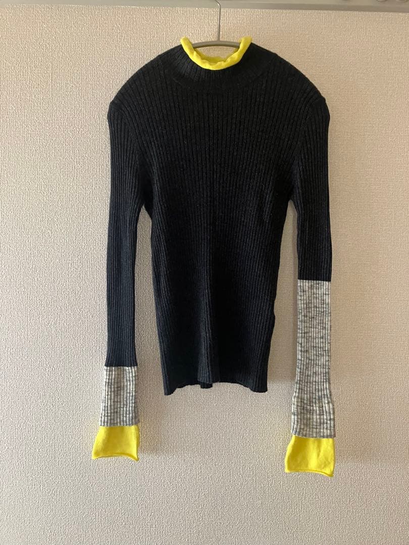 enfold キャッシュタッチハイネックリブバイカラープルオーバー