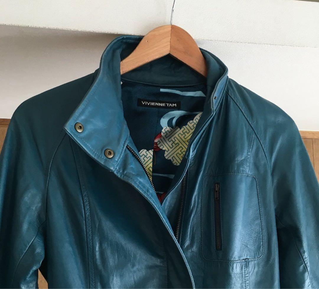 VIVIENNE TAMヴィヴィアンタム　裏地柄　牛革　レザー　ロング　コート0