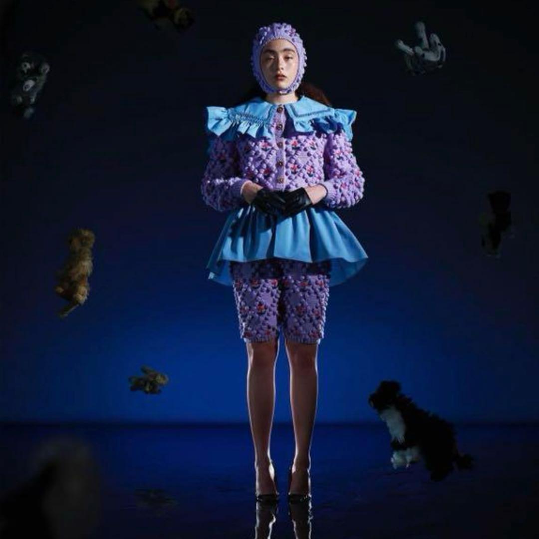 siiilon フリル付け襟 ブルー 水色 個性的 アレンジ