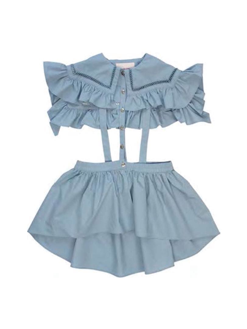 siiilon フリル付け襟 ブルー 水色 個性的 アレンジ