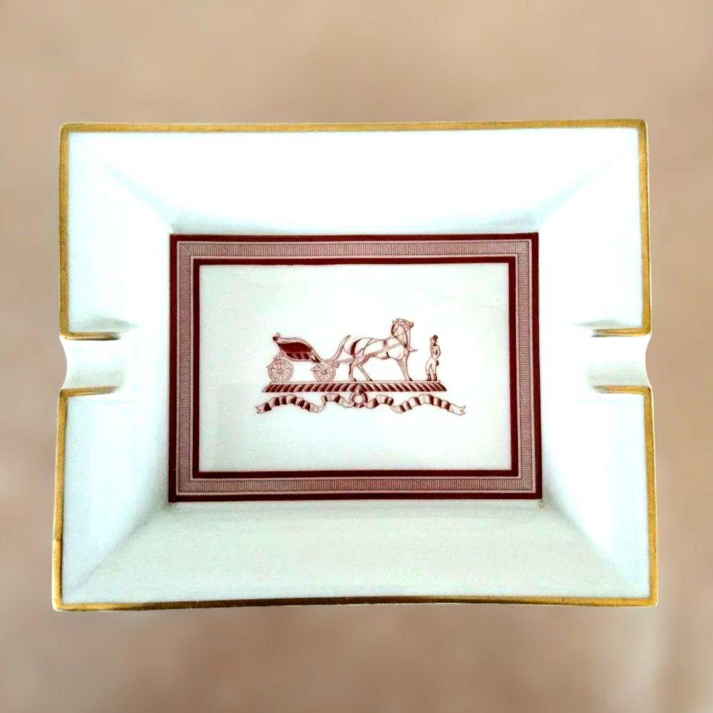 HERMES　エルメス　アッシュトレイ　スクエアプレート　 陶器製灰皿 馬車