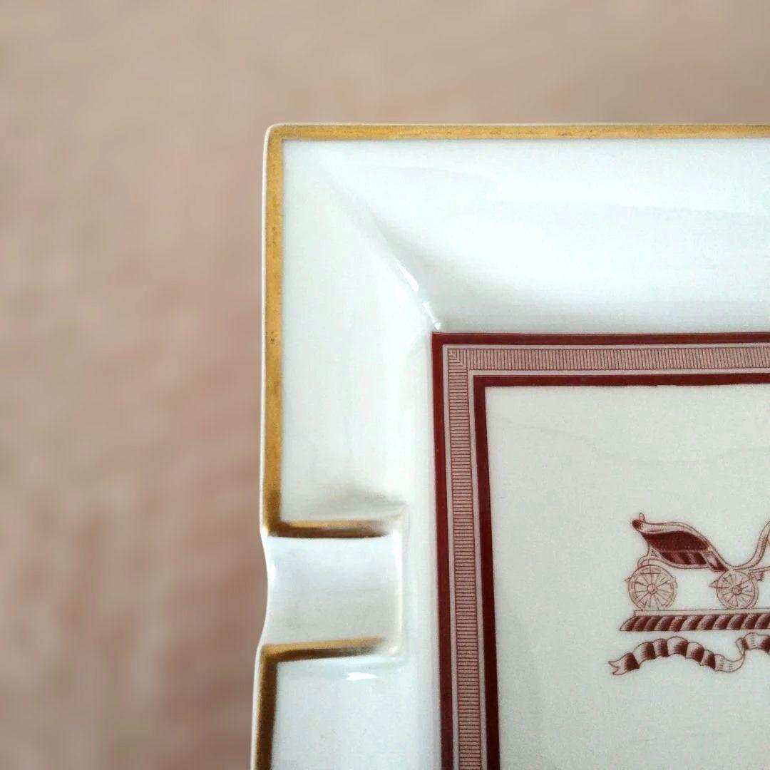 HERMES　エルメス　アッシュトレイ　スクエアプレート　 陶器製灰皿 馬車