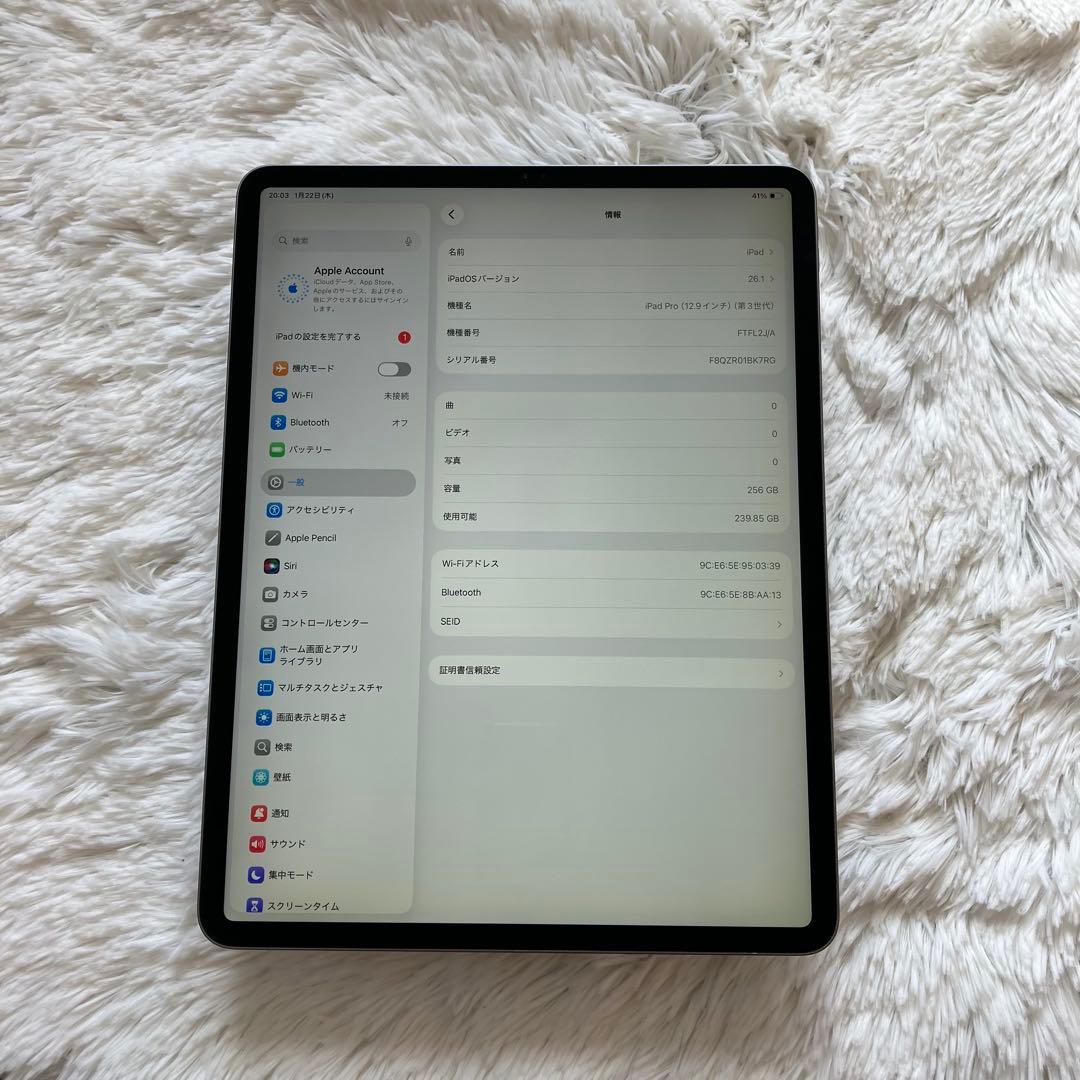 【早い者勝ち】iPad Pro 12.9 第３世代 256GB 【すぐ発送】