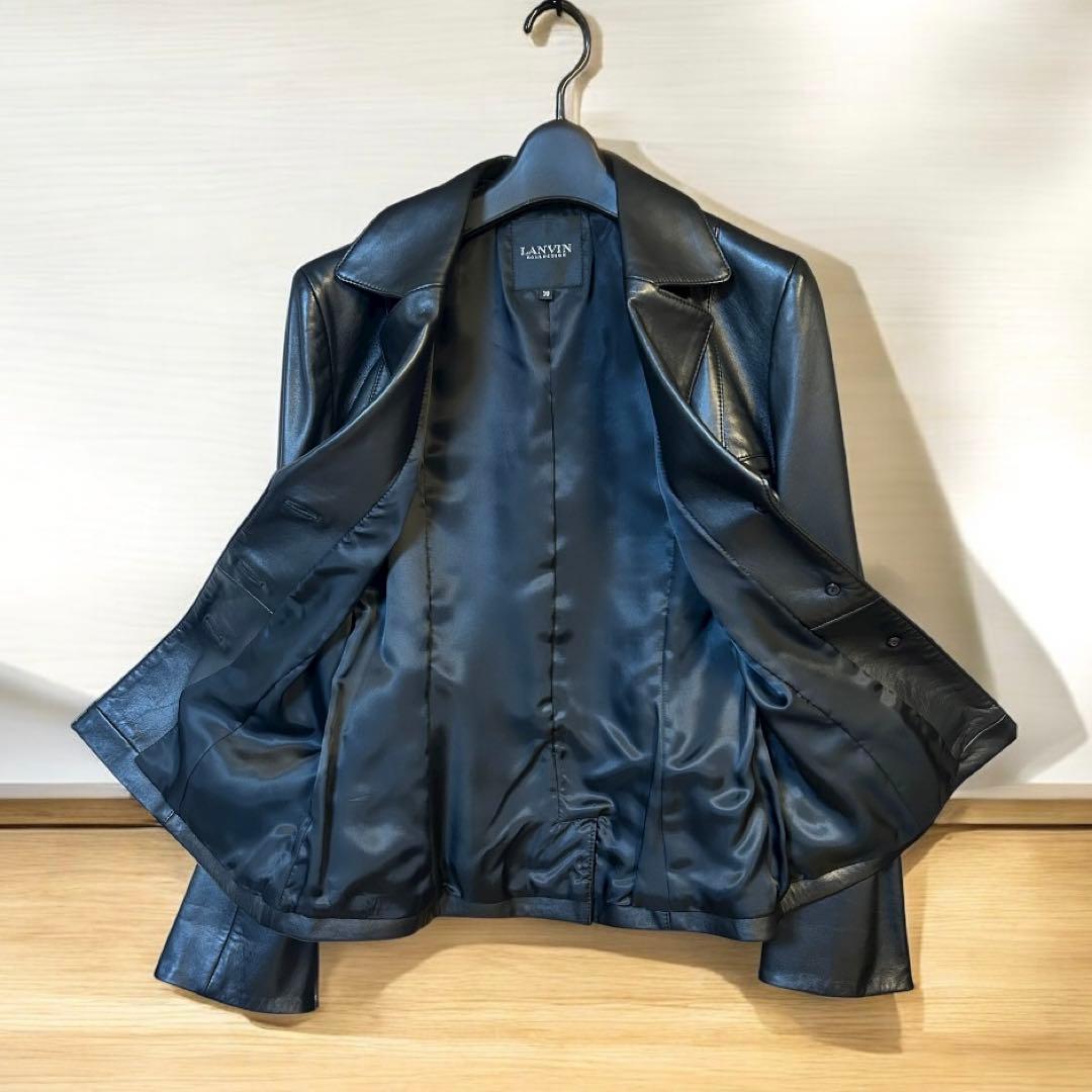 【美品】LANVIN ランバンレザーテーラードジャケット 38サイズ