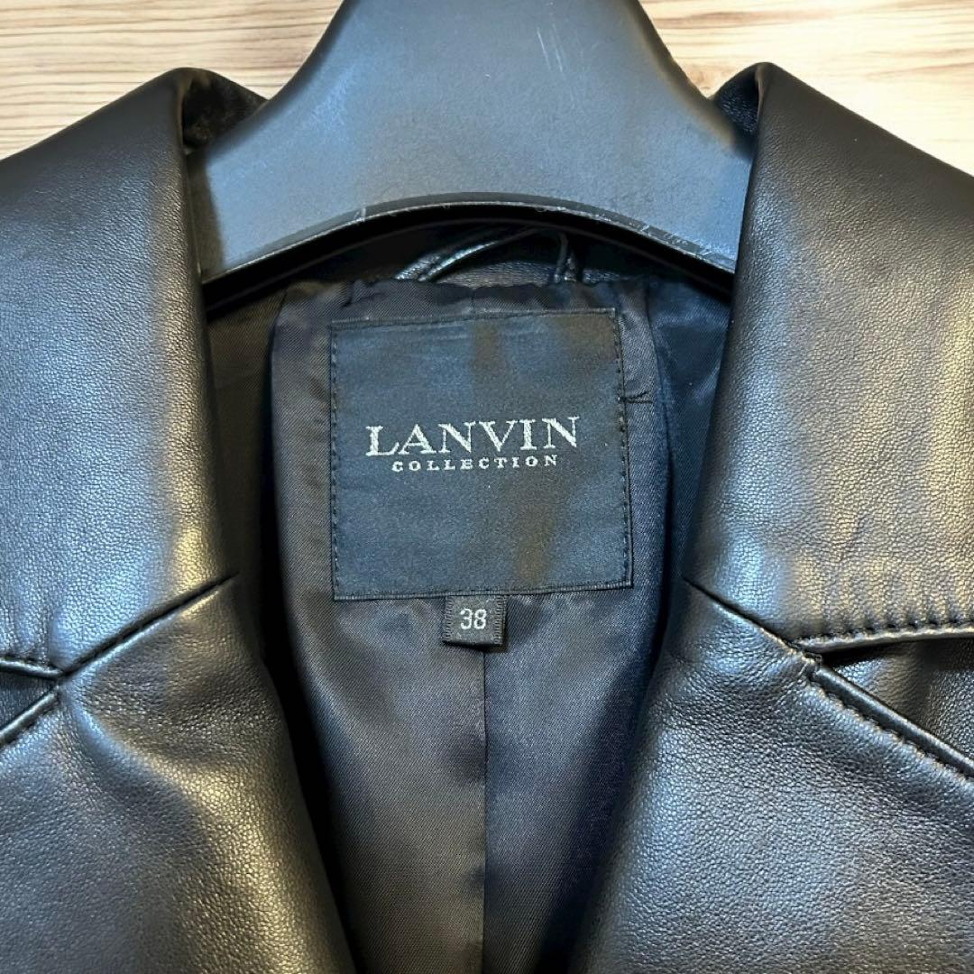 【美品】LANVIN ランバンレザーテーラードジャケット 38サイズ