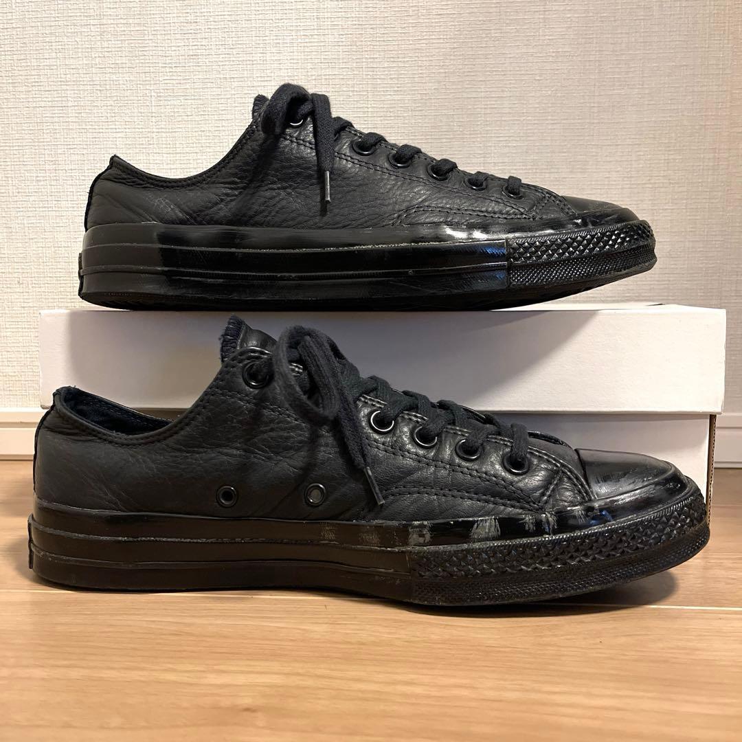 【良品】コンバース CT70 LEATHER BLACK LOW ブラック 28