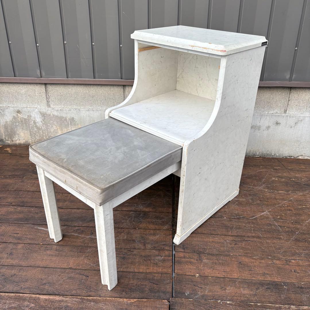 C1北欧レトロ カリモク家具 木製ドレッサーテーブル 収納椅子付きサイドテーブル