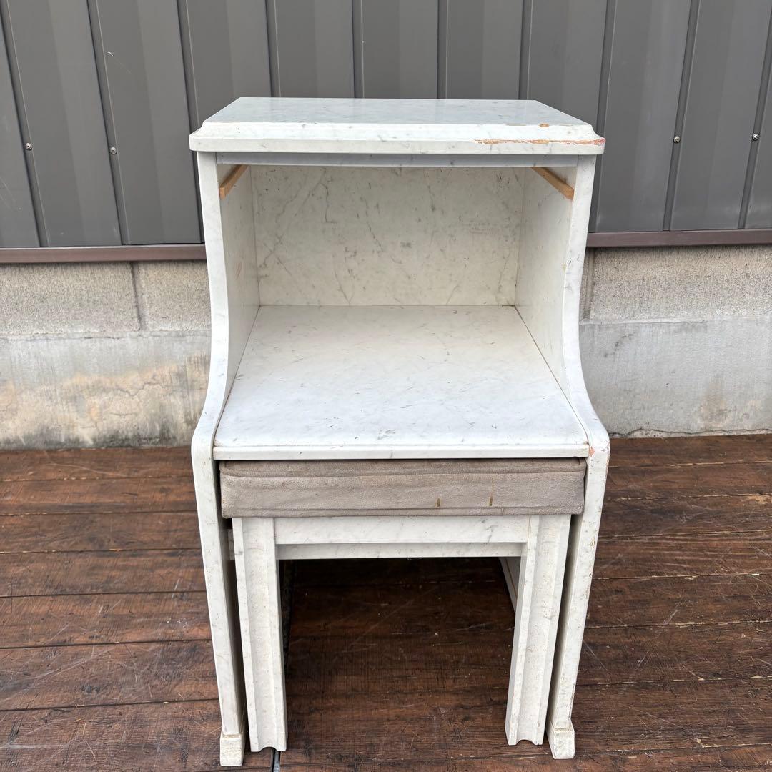 C1北欧レトロ カリモク家具 木製ドレッサーテーブル 収納椅子付きサイドテーブル