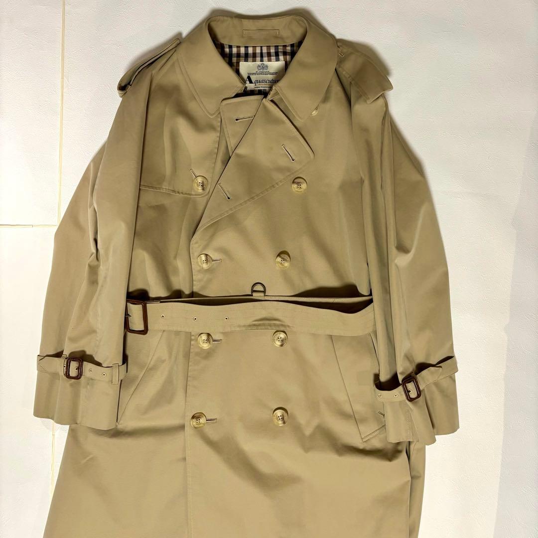 アクアスキュータム 英製 トレンチコート ロング丈 ベージュ XLオーバーサイズ