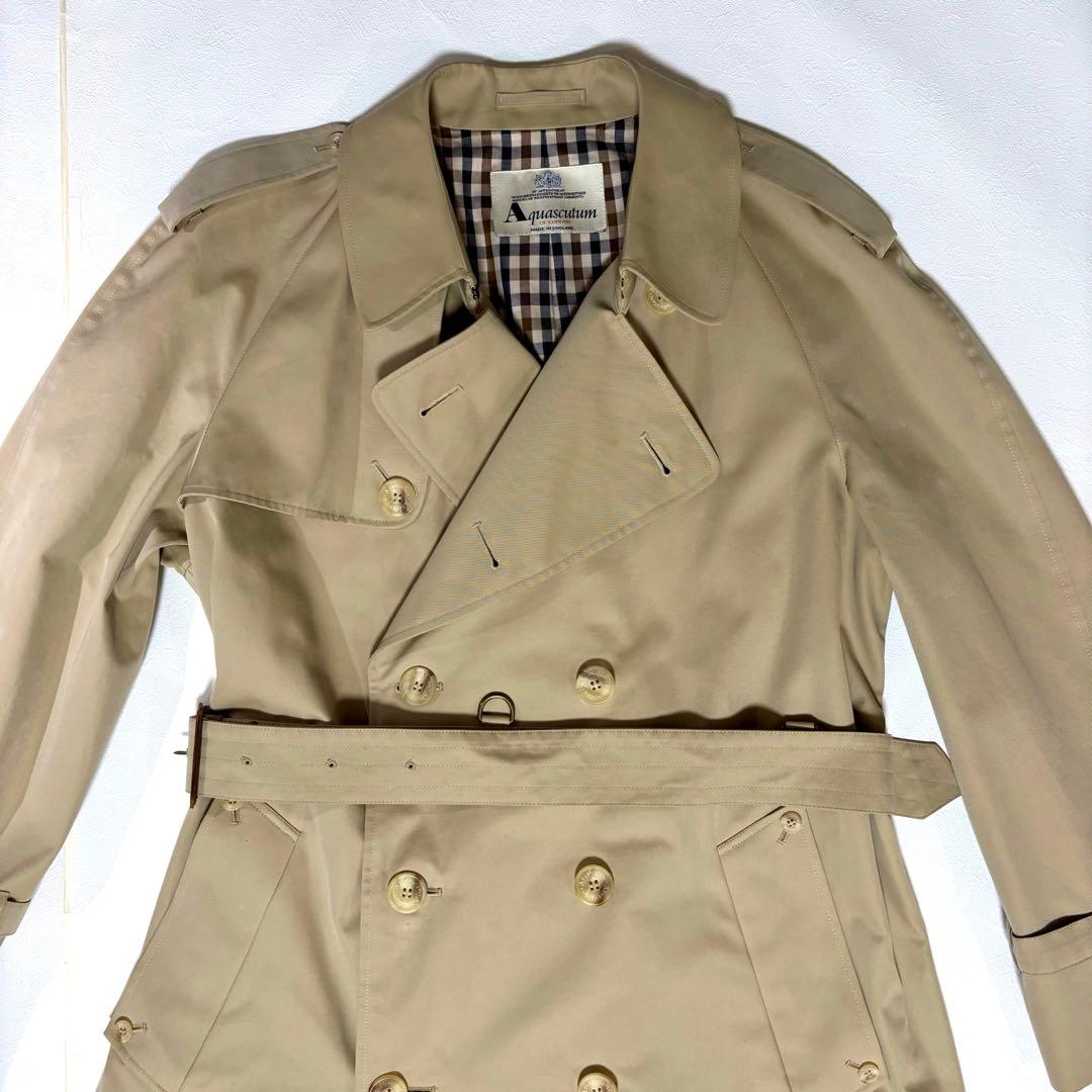 アクアスキュータム 英製 トレンチコート ロング丈 ベージュ XLオーバーサイズ