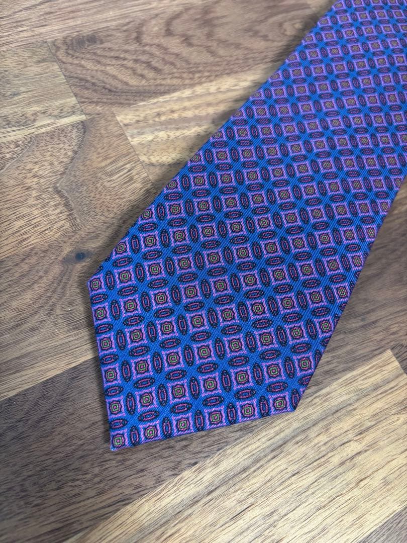 E. Marinella マリネッラ ネクタイ 小紋柄ブルー　ほぼ新品未使用