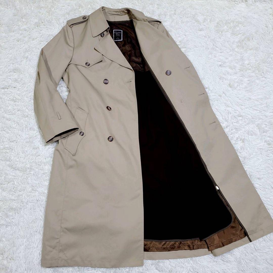 美品 L クリスチャン ディオール ロング トレンチ コート ベージュ ライナー