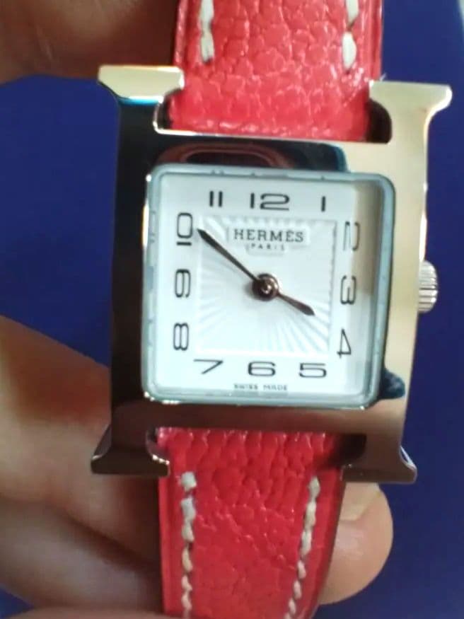 エルメス ★Hウォッチ★レッドレザー