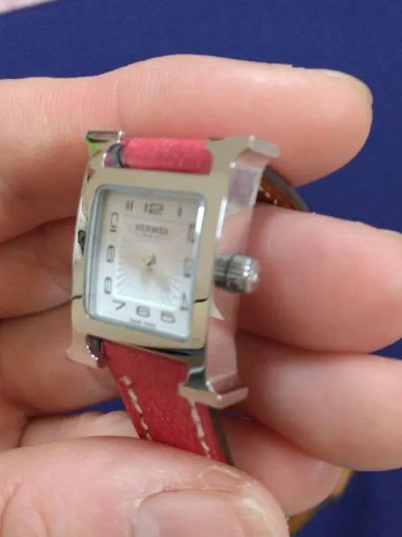 エルメス ★Hウォッチ★レッドレザー