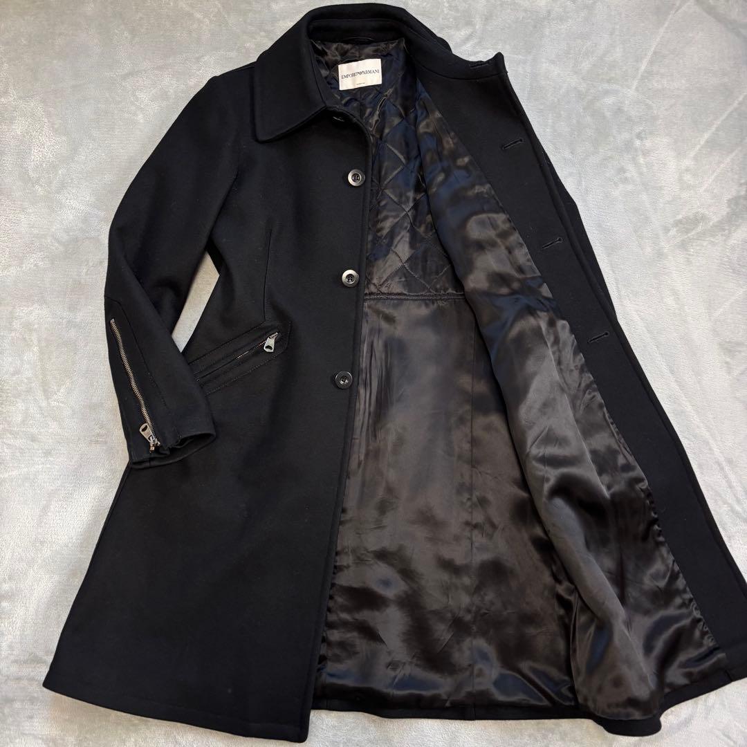 美品✨EMPORIO ARMANI ロングコート 黒 キルティング 着丈約95㎝