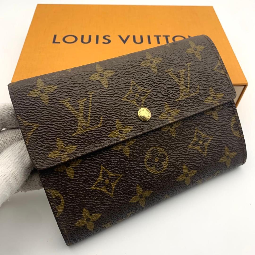 鑑定済み ルイヴィトン ポルトトレゾール エテュイ パピエ 三つ折り 財布