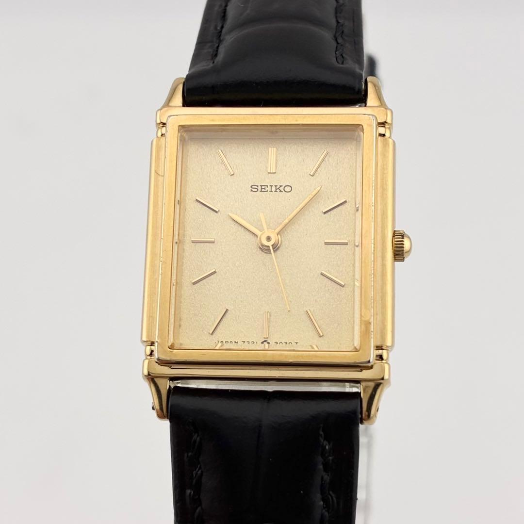 【美品/希少/電池交換済】SEIKO　腕時計　新品ベルト　ゴールド　クォーツ