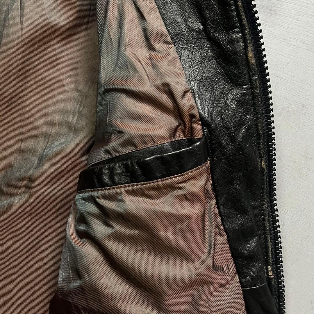 Schott シングルライダースジャケット　牛革　オールレザー　ステッチ　黒　S