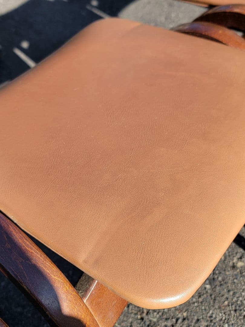 4脚セット 秋田木工 ビンテージ No.202 剣持勇 スツール ブラウン 合皮