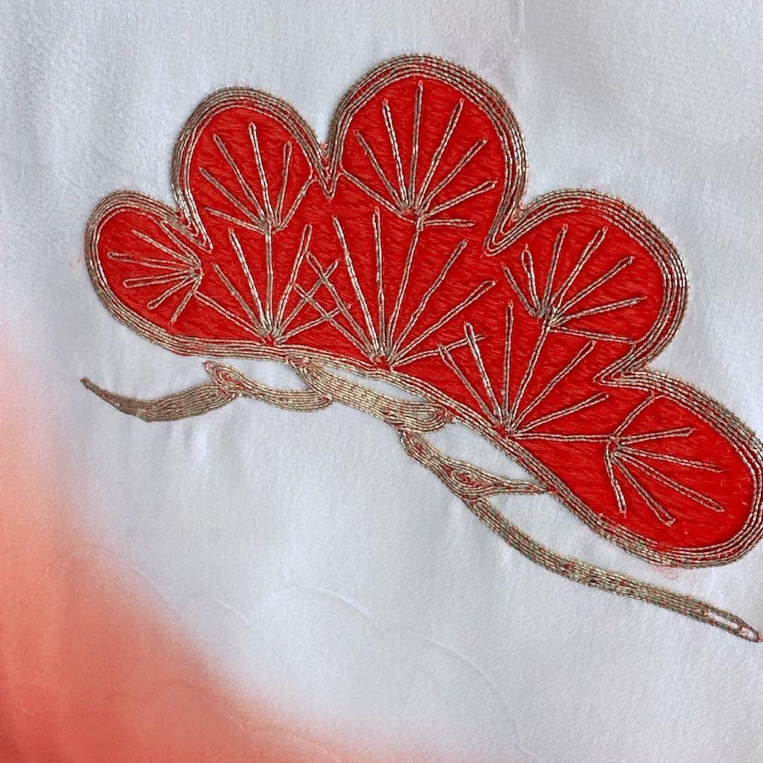 美品フルセット　七五三　7歳女の子　豪華刺繡　金糸　金プリント　紫袋帯7073