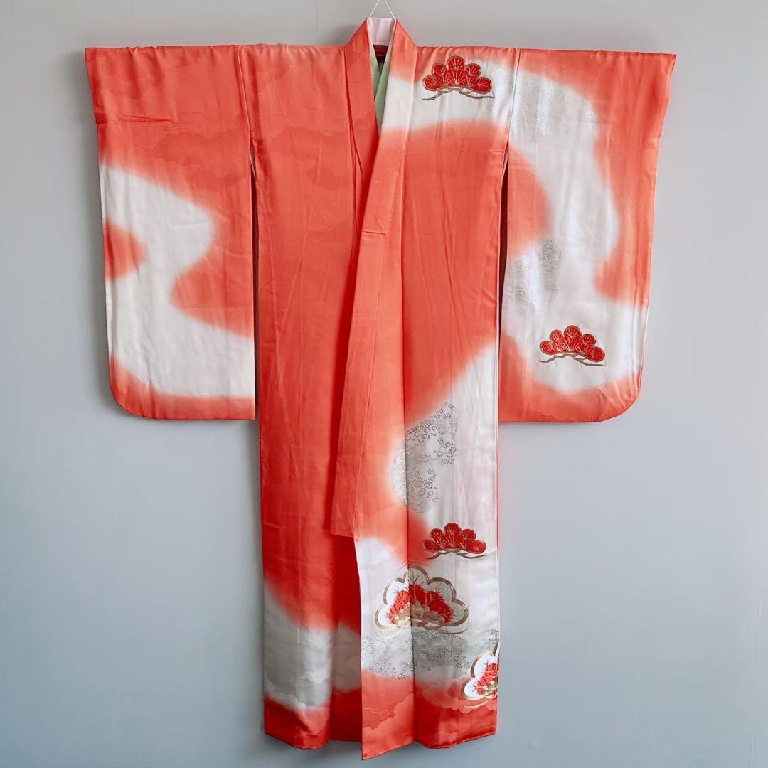 美品フルセット　七五三　7歳女の子　豪華刺繡　金糸　金プリント　紫袋帯7073