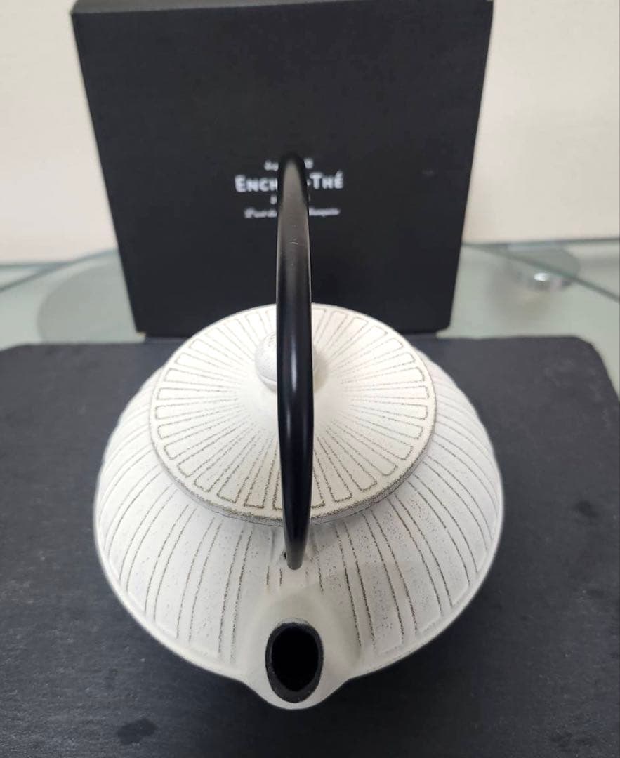 南部鉄器カラーポット 釜敷セット KIKU No.5 白 #アンシャンテジャポン