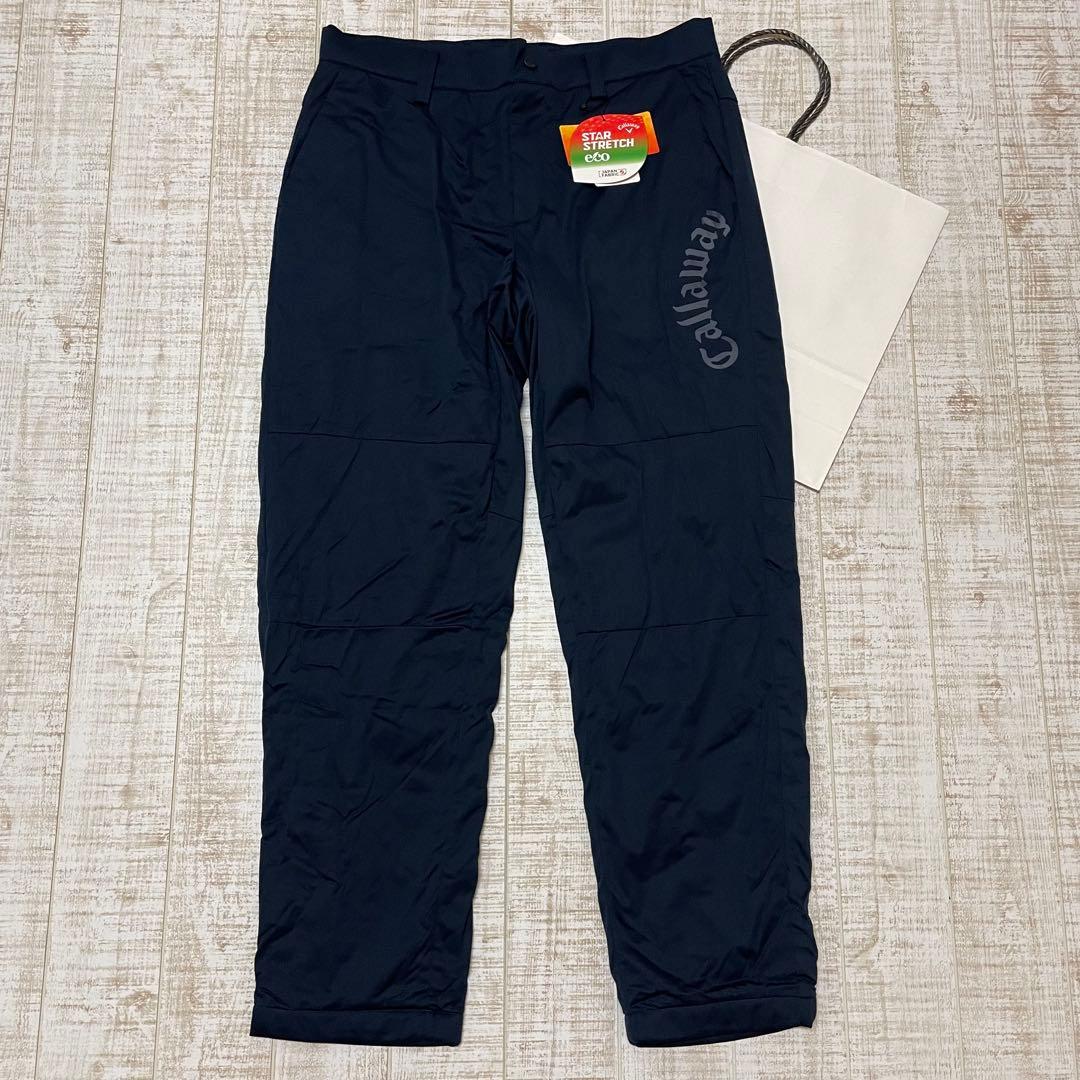 新品 キャロウェイ パンツ ふんわり裏地 極暖 アーチロゴ ネイビー LLサイズ